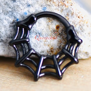 16G 316L Surgical Steel Cobweb Spider Web Septum Ring Cartilage Piercing Earring Clicker Daith Ring Earring 8mm