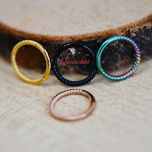 316L Surgical Steel 16G Twisted Design Cartilage Hoop, Segment Ring Hinged Septum Clicker Ring Conch Tragus Helix Hoop, Hinged Clicker Ring