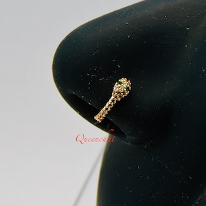 316L Surgical Steel 20g Snake Nose Ring Clicker Earring Cartilage Ring With Green CZ Huggie Hoops Huggie Earrings