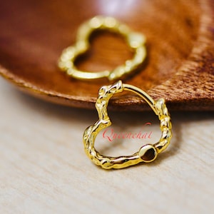 S925 Sterling Silver Heart Hoop Earring, Gold, Silver Heart Huggie Hoops