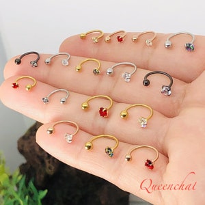 20G (0.8mm) Jewelled Horse Shoe Barbell, Septum Ring, Captive ring, discreet septum, Septum, Horseshoe septum Curved Barbell
