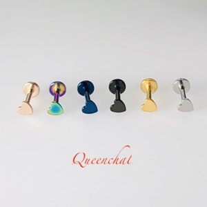 316L Surgical Steel 16G Internally Threaded Heart Labret Stud