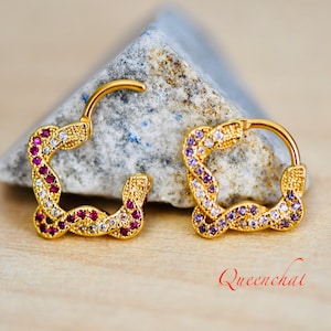 16G 316L Surgical Steel Plaited Sparkling Septum Ring Cartilage Piercing Earring Gold Silver Clicker Daith Ring Earring 9mm