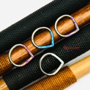 F136 Titanium 16G Opal V Shape Nose Ring Septum Clicker Cartilage Ring Hinged Segment Ring 8mm