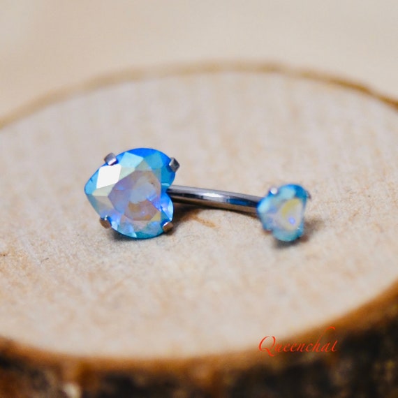 316L Surgical Steel Internally Threaded Blue CZ Belly Ring 316L Surgical Steel Internally Threaded Blue CZ Belly Ring