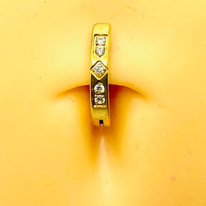 14G Minimalist Clicker Ring With Gems, Clicker Navel Ring, Belly button Clicker 10mm Belly Bar