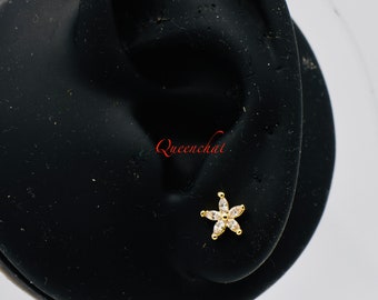 16G 316L Surgical Steel Five Petals Flower Stud Earring