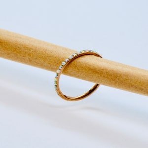 316L Surgical Steel 16G White Opal & AB CZ Segment Ring Rose Gold 12mm