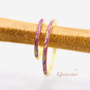 316L S/S 16G Pink Opal Gold Segment Ring Hinged Septum Clicker Ring Conch Tragus Helix Hoop 8mm, 12mm