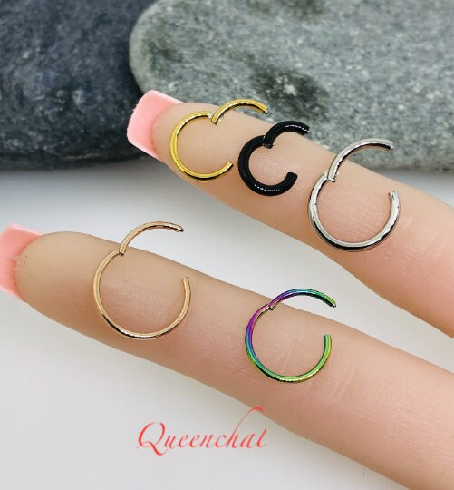 thumbnail interactive-video image 1 of 6-Piece 316L Surgical Steel Hinged Segment Rings - Universal Body Jewelry For Nipple, Septum, Nose, Cartilage, Helix, Daith, Tragus 1 of 2