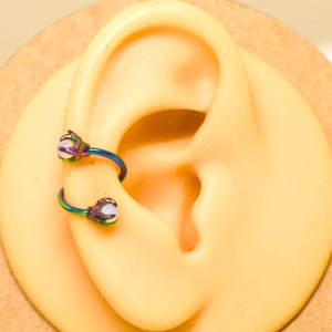 Twisted Conch Earring 316L S/S Dragon Claw With Moonstone Center 16G Twist Lip Spiral Ring Belly Bars Cartilage Earring Piercing Jewellery