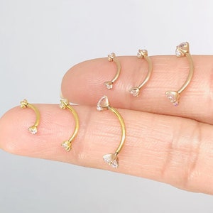 F136 Titanium Curved Crystal Eyebrow Barbell, Internally Threaded Daith, Tragus, Bridging Bar
