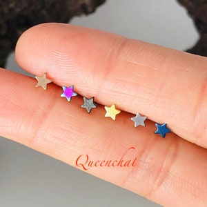 316L Surgical Steel 16G Internally Threaded Star Labret Stud