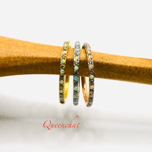 316L Surgical Steel 16G White Opal & Clear CZ Segment Ring, Hinged Clicker ring 10mm,12mm Silver, Rose, Gold Ring