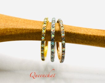316L Surgical Steel 16G White Opal & Clear CZ Segment Ring, Hinged Clicker ring 10mm,12mm Silver, Rose, Gold Ring