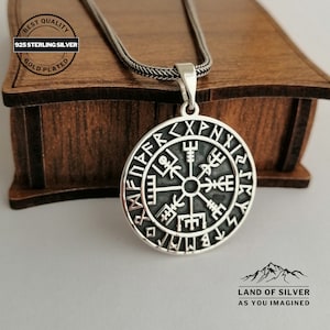 Ciondolo bussola vichinga personalizzabile, collana Pathfinder, gioielli norreni ossidati, collana Odino, regalo personalizzato