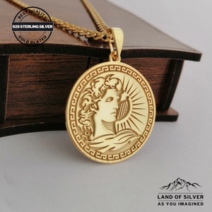Personalizable Apollo Pendant - Gold Plated Pendant - Greek Mythology Jewelry - 925 Sterling Silver Jewelry - Personalizable Gift