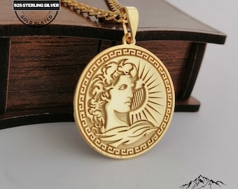 Personalizable Apollo Pendant - Gold Plated Pendant - Greek Mythology Jewelry - 925 Sterling Silver Jewelry - Personalizable Gift