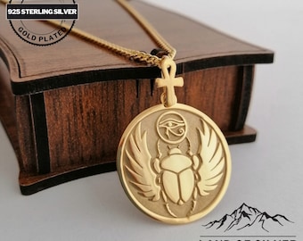 Customizable Scarab Necklace, Egyptian Beetle Pendant, Rebirth Protection Amulet, Personalized Gift