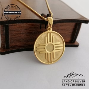 Customizable Zia Sun Symbol Necklace, Personalized New Mexico Symbol Necklace