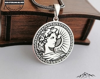 Aanpasbare Apollo-hanger, geoxideerde zilveren Apollo-ketting, Griekse mythologie, gepersonaliseerd cadeau