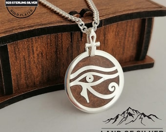 Customizable Eye of Horus Pendant, Ankh Pendant, 925 Sterling Silver Egyptian Mythology Jewelry, Personalized Gift