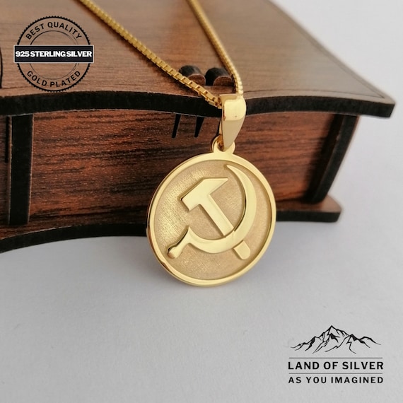 Customizable Hammer and Sickle Pendant, Marxist Pendant, 925 Solid Silver Necklace, Personalized Gift
