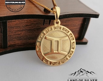 Gemini Zodiac Necklace, 925 Sterling Silver, Customizable Astrology Pendant, Personalized Gift
