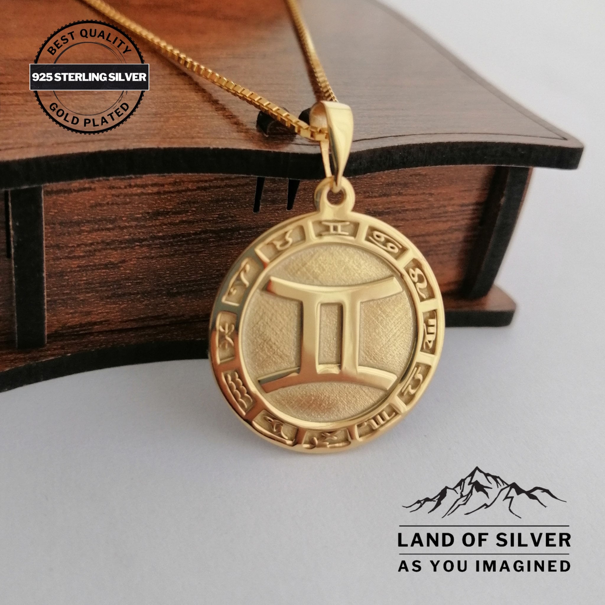 Pendentif Breloque Zodiaque GEMEAU - Gémeaux - Métal Acier Chromé Argenté
