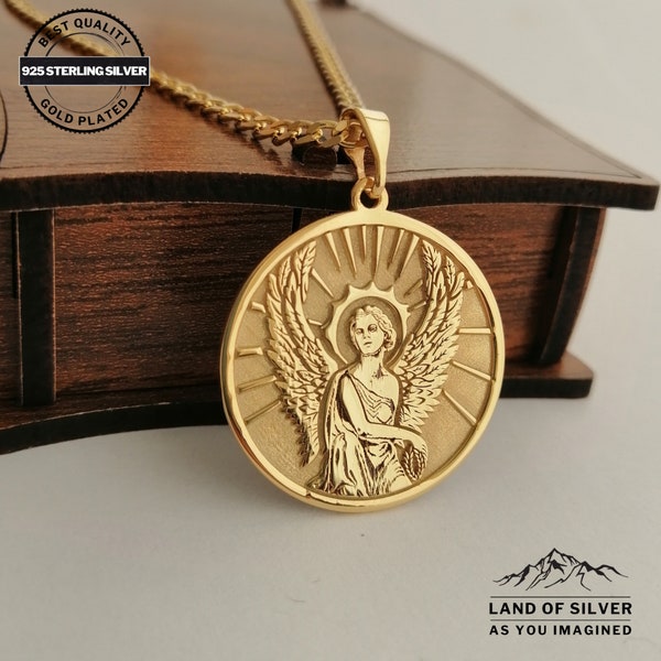 Goddess Nike Pendant - Personalizable jewelry -  Gold plated necklace - Greek mythology necklace - 925 Solid Silver Necklace