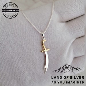 Zulfikar-ketting, Hz. Ali Sword, Handgemaakt product, Aanpasbaar, Speciaal ontwerp, 925 sterlingzilver