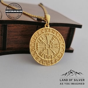 Collana con bussola vichinga personalizzabile, collana con indicatore di direzione, gioielli scandinavi placcati in oro, regalo personalizzato