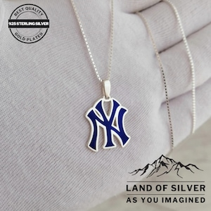 Handmade Baseball Necklace, New Yorker Jewelry, 925 Sterling Silver, Fan Necklace, A Stylish Gift for Baseball Lovers, Unisex Sports Pendant