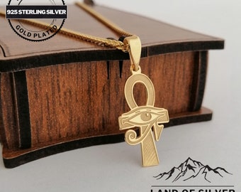 Customizable Ankh Pendant, Gold-Plated Egyptian Ankh Necklace, Personalized Gift