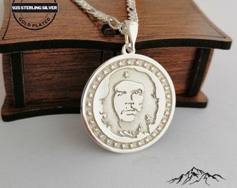 Customizable Che Guevara Pendant, Sterling Silver Coin Necklace, Handmade Locket, Personalized Gift