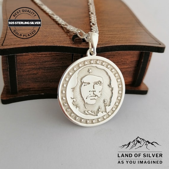 Customizable Che Guevara Sterling Silver Coin Necklace, Handmade Locket