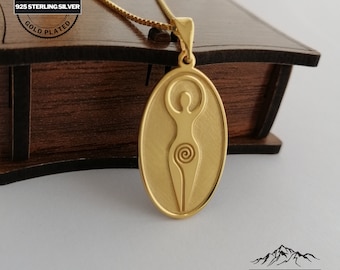 Personalized Spiral Goddess Pendant - Customizable Spiritual Pagan Necklace - Engraved Goddess Jewelry