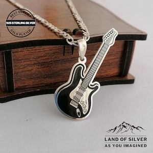Guitar Necklace, Customizable Jewelry, Electric Guitar, Guitar Player Gift, Guitar Pendant, Guitar Charm, Music Necklace, Rock Necklace