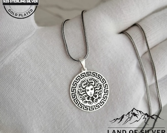 Customizable Medusa Pendant, Oxidized Necklace, Greek Mythology Jewelry,  Personalized Gift, 925 Solid Silver Necklace