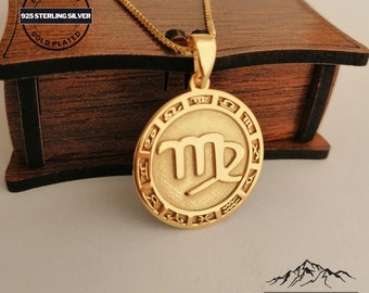 Customizable Virgo Zodiac Necklace, Sterling Silver Astrology Pendant