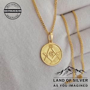 Customizable Handmade Masonic Pendant, 925 Solid Sterling Silver Necklace