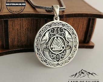 Customizable, Odin's Raven Necklace, Norse Mythology, Valknut Symbol Pendant, Viking Necklace, Symbol of Wisdom And Knowledge Necklace
