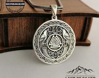 Customizable Odin's Raven Necklace, Norse Mythology, Valknut Pendant, Viking Jewelry, Personalized Gift
