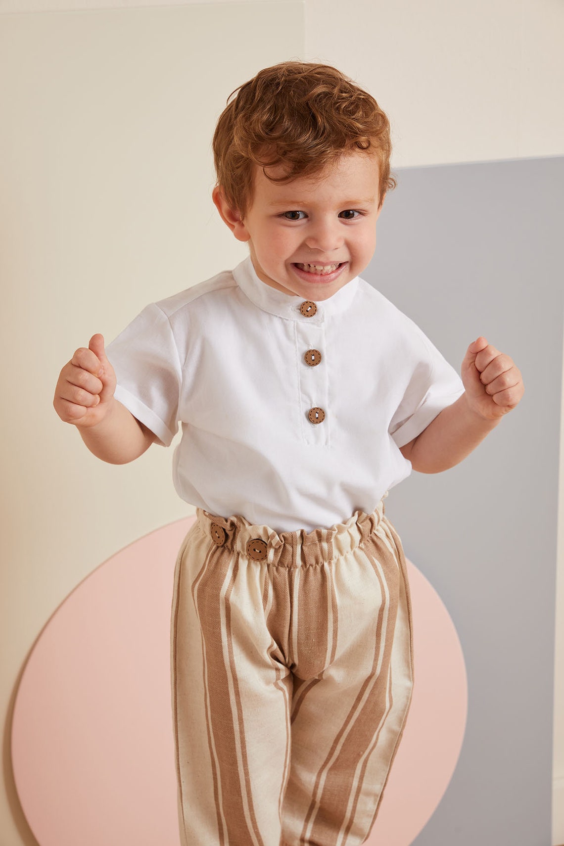 Baby Boy Linen Shirt short sleeve Front Buttoned Handmade Etsy