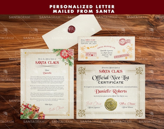 2026 Official Deluxe Letter Mailed From Santa | Certificate From Santa | Santas Nice List | Santa Letter Certificate | Personalized Santa