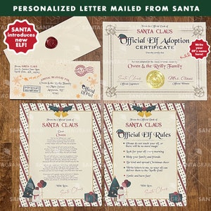 2025 Official Elf Adoption Letter Mailed From Santa | Certificate From Santa | New Elf Letter | Santa Claus Letter | Nice List Cert | Elf