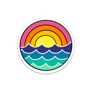 Ocean Beach Sunset Vinyl Sticker