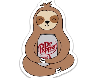 Diet Dr. Pepper Sloth - Cute Vinyl Sticker