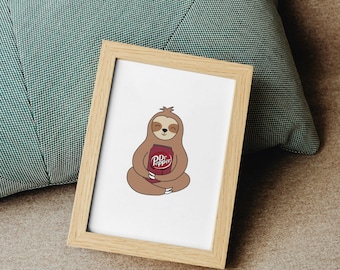 Dr. Pepper Sloth - Muurkunst - digitale print
