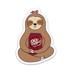 Dr. Pepper Sloth - Cute Vinyl Sticker or Magnet